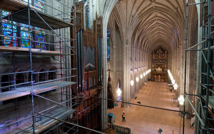 Completed in 2016, the extensive restoration of Duke University Chapel gave new life to the signature building on campus. Photo courtesy of University Communications.