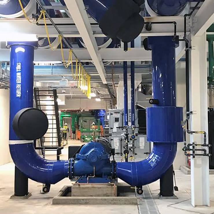 The massive cooling and pumping systems in Chiller Plant No. 3 will help keep Duke's buildings comfortable. Photo courtesy of Duke Facilities Management.