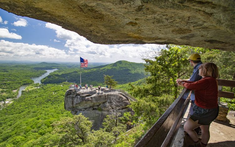 Chimney Rock State Park offers a coupon for Duke employees to access a view of 75 miles in every direction. Photo courtesy of Chimney Rock Management.