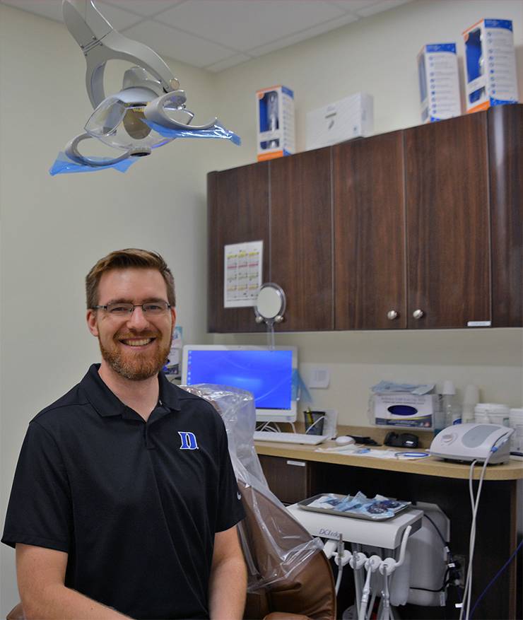 Kevin Erixson had his first appointment at Campus Smiles in July. Photo by Jonathan Black.