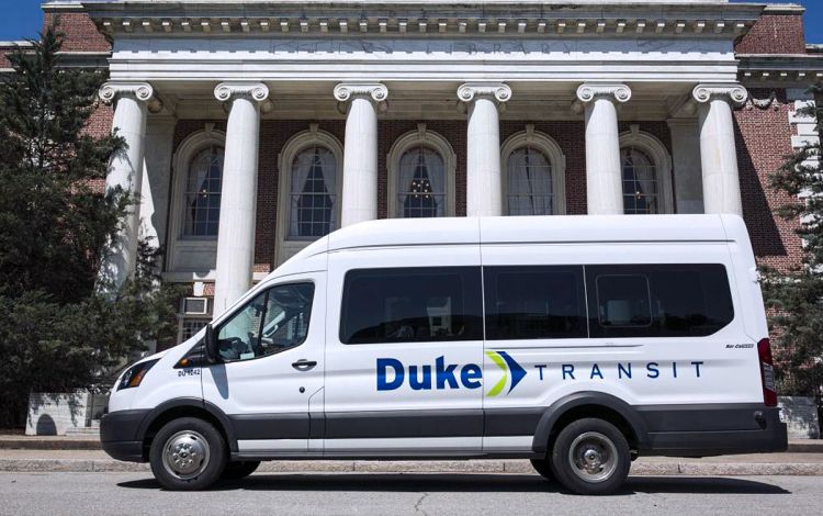 Duke Vans service transportation around campus when the buses aren't running. Photo courtesy of Parking & Transportation.