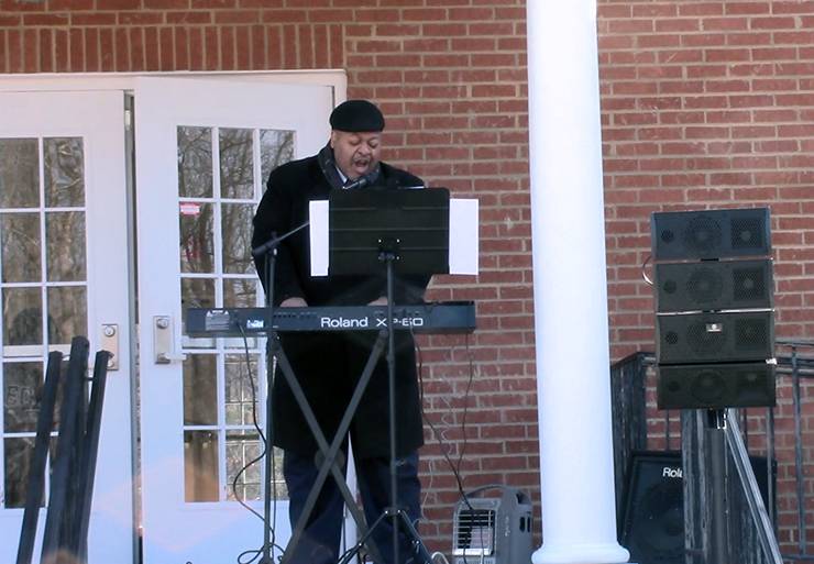 On Sundays, Eric Timberlake plays music for outdoor, drive-in church services. Photo courtesy of Eric Timberlake.