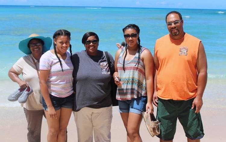 MeKisha Mebane, center, and her family traveled to Hawaii in 2015. The pandemic taught Mebane to cherish her time with loved ones. Photo courtesy of MeKisha Mebane.