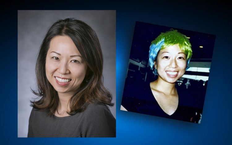 On the left, Dr. Minna Ng, assistant professor of the Practice of Psychology and Neuroscience. On the right, Ng while she was a student in New York City. Photos courtesy of Minna Ng.