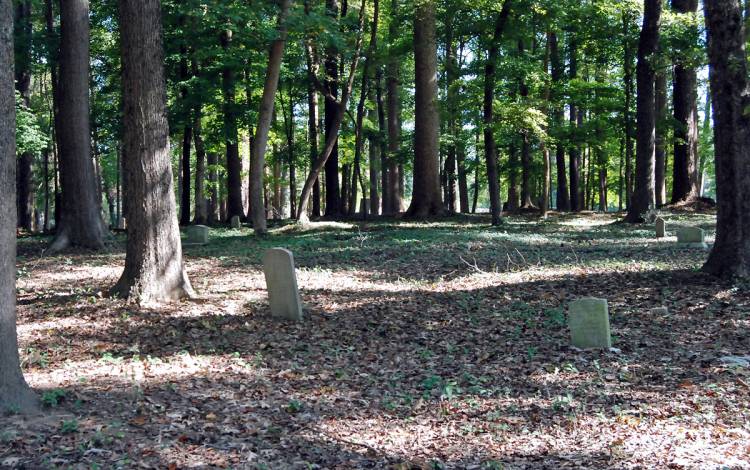 Nestled among the trees off Colonial Street, only about 275 grave markers remain at Geer Cemetery. Photo by Jack Frederick