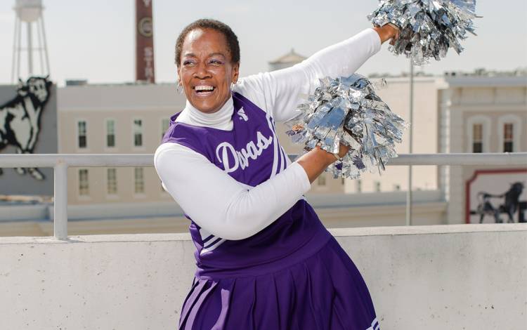 Through Project Access, a non-profit that has received help from Duke, Durham resident Beverly Goss was able to get physical therapy from Duke providers and resume her active lifestyle, which includes performing with her senior cheerleading group.