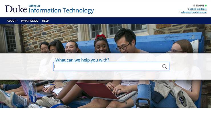 The home page of the OIT Help Desk.