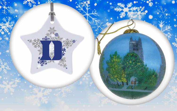 Add some Duke touches to your holiday decorations with these ornaments. Image courtesy of Duke University Stores. Holiday ornaments.