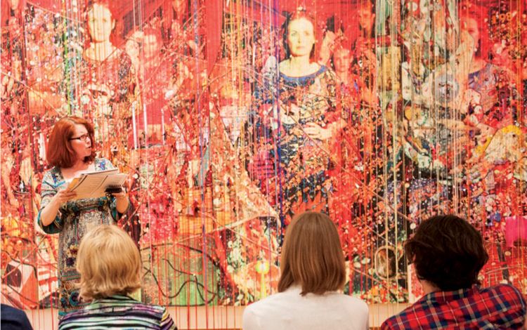 Jules Odendahl-James performs a scene from The Bacchae at the Nasher Museum of Art in 2016. Photo courtesy of Jules Odendahl-James.