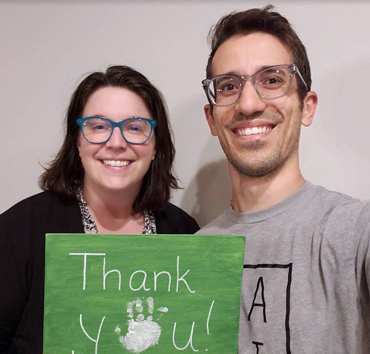 Krista Melo, left, and her husband Dan, right, look forward to meeting the child who received part of Dan liver in a life-saving transplant in 2020. Photo courtesy of Krista Melo.