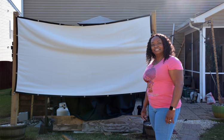 Melissa Cowan-Street set up a theater in her backyard. Photo by Jonathan Black.