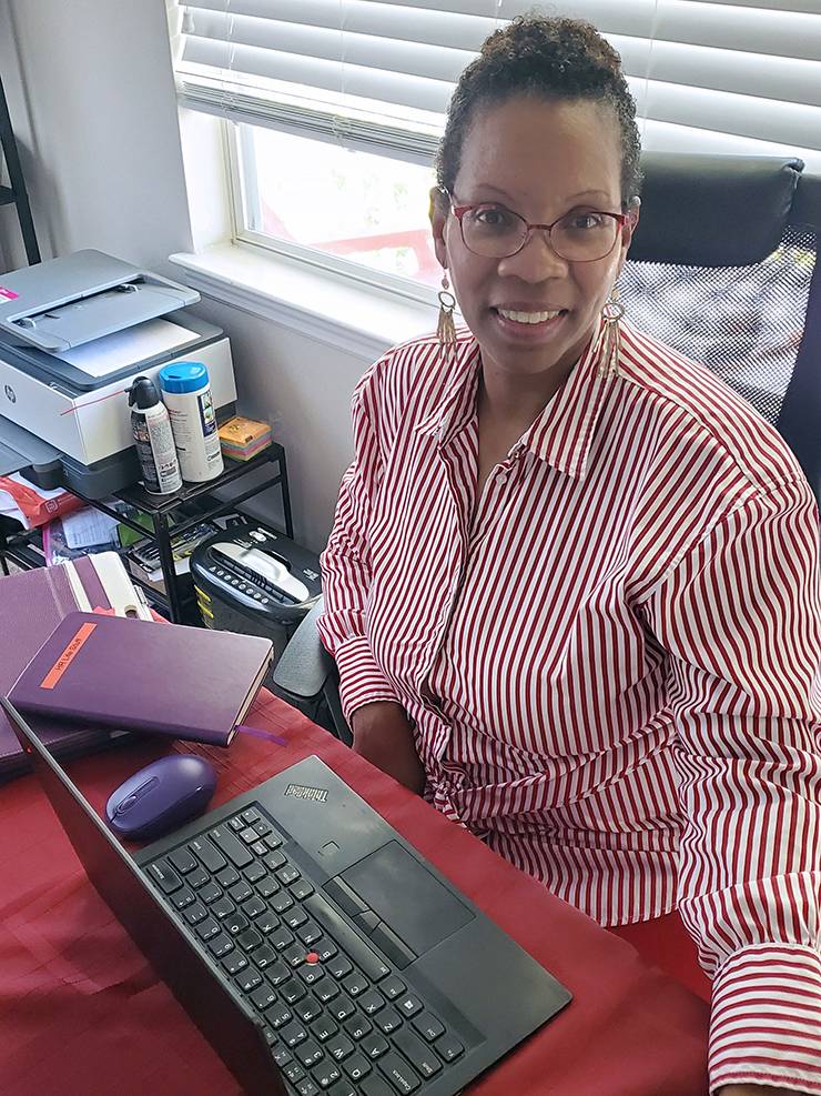 Since March, Nathalia Davis, shown here, has been assisting Rhonda Brandon, Duke University Health System’s chief human resources officer and senior vice president from home. Photo courtesy of Nathalia Davis.