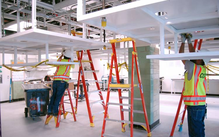 Construction is under way on one of the lab spaces for the Pratt School of Engineering.