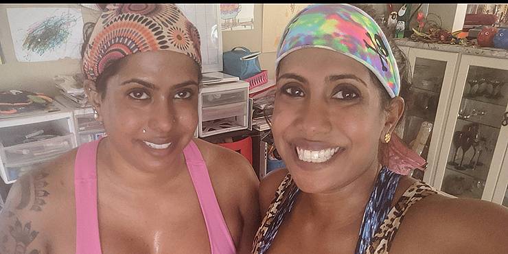 Sree Natesan, right, and her twin sister Sheeja lost weight doing at-home cardio and strength workouts. Photo courtesy of Sreeja Natesan.