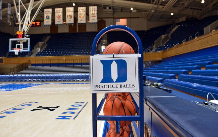 Cameron Indoor Stadium is prepped and ready for visiting South Carolina to hold a morning shootaround. Photo by Stephen Schramm.