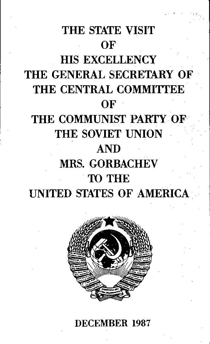 Program cover for Mikhail Gorbachev's visit to the United States.