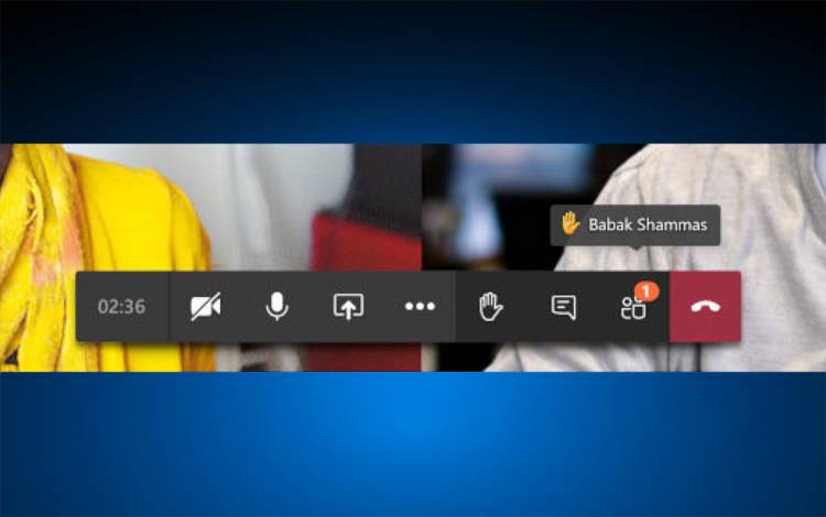 Use Microsoft Teams hand raise button to indicate you need to speak. Photo courtesy of Microsoft Teams. 