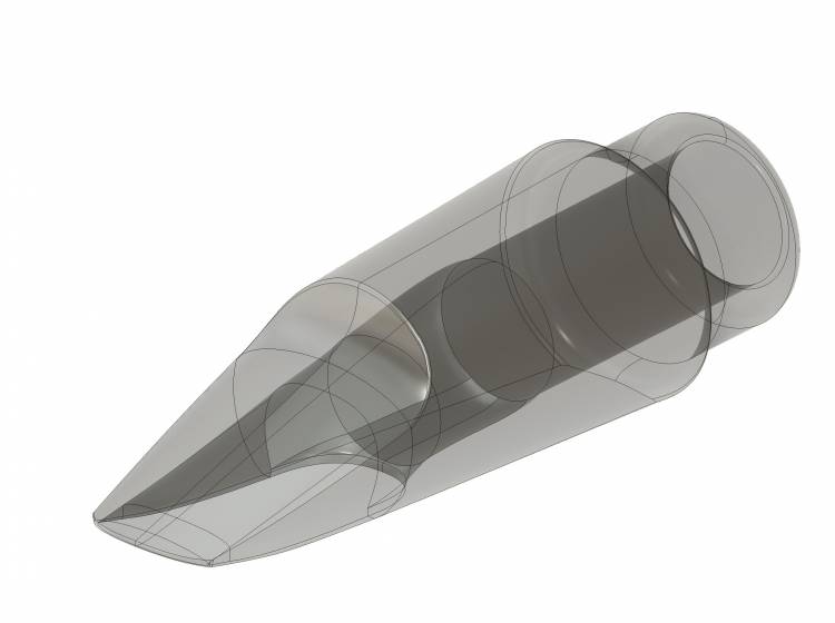 3D digital model of a rare 1940's Otto Link Reso Chamber tenor saxophone mouthpiece customized by master craftsman Freddie Gregory.
