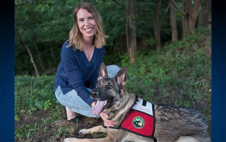 Sara Clark trained her German Shepherd, Minka, to serve as a therapy dog. Photo courtesy of Sara Clark.