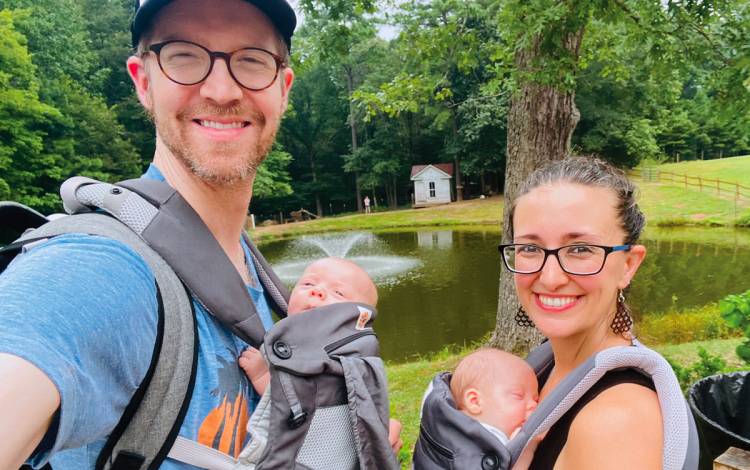 Sarah Gaither, right, and Matt Johnson, left, became parents to twins in 2021. Sarah holds Eila Rae, and Matt holds Terran Ray. Photo courtesy of Sarah Gaither.