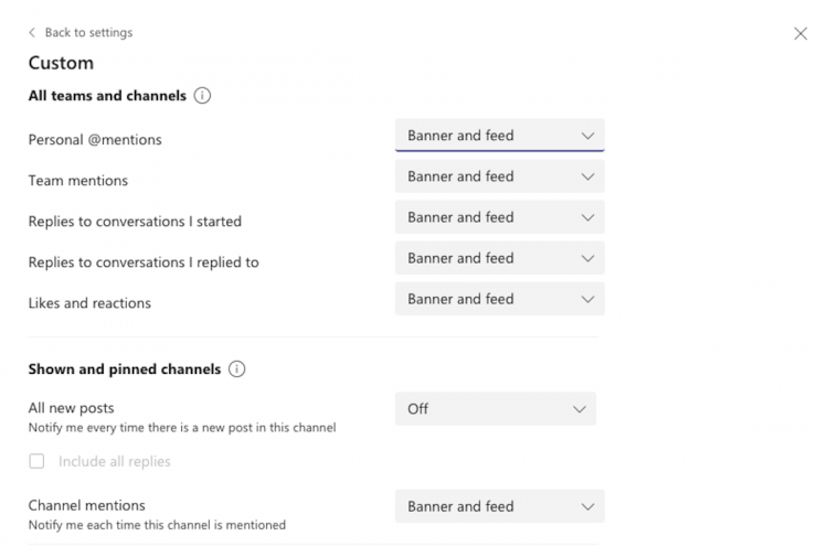 Customize your notification settings on Microsoft Teams to control how many alerts you get. 