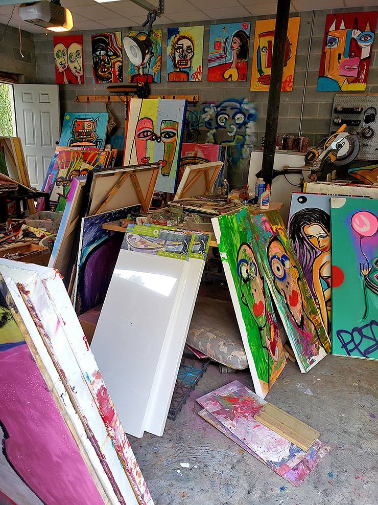 Paul Seli creates most of his art from the garage studio in his Durham home. Photo courtesy of Paul Seli.