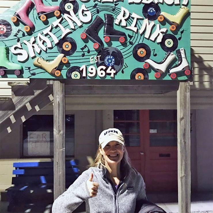 Tricia Fox outside of a roller rink.