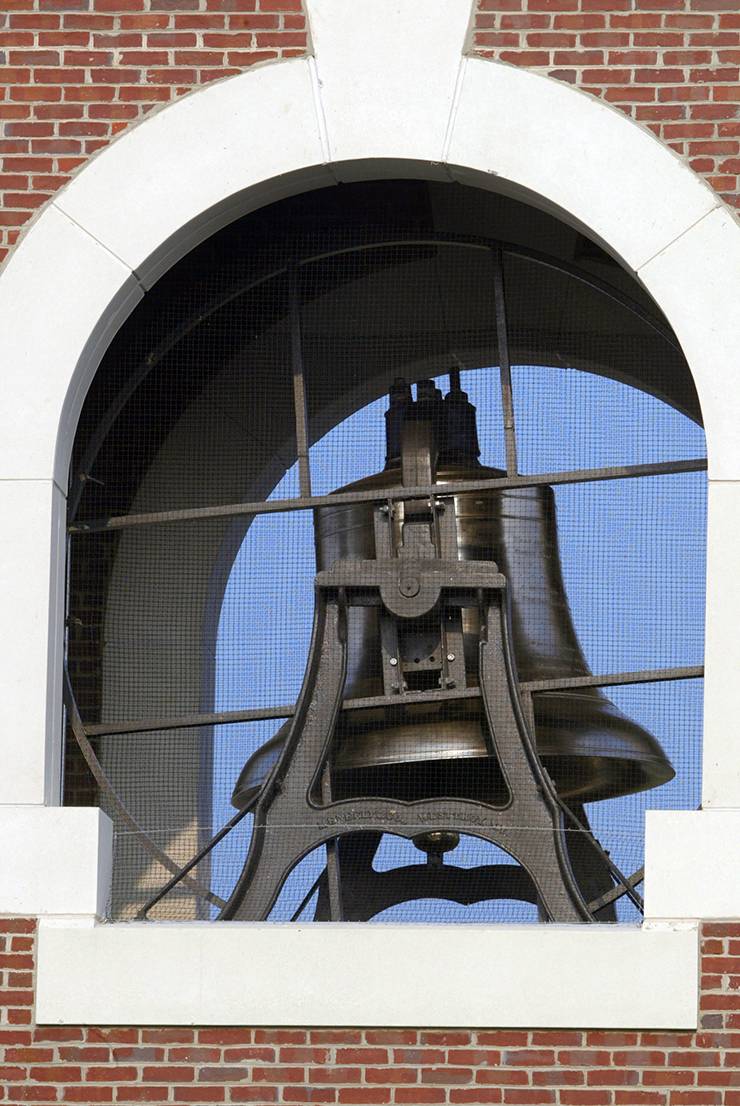 Since 2005, the third Trinity Bell has lived atop Bell Tower Residence Hall on East Campus. Photo courtesy of University Communications.