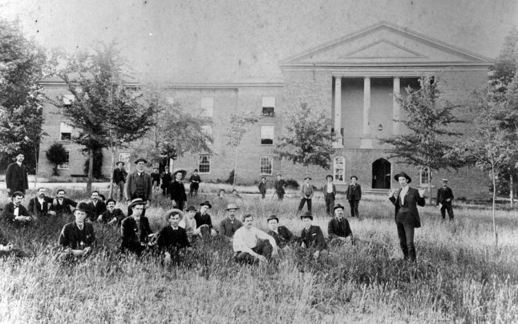 This 1891 photo shows the student body of Trinity College on its original campus in Randolph County. Photo courtesy of Duke University Archives.