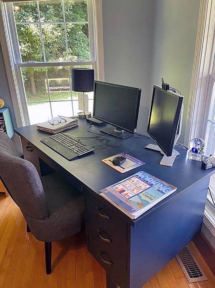 Vera Luck's hand-painted desk fits in with the style of her home. Photo courtesy of Vera Luck.