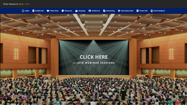 A virtual lecture hall invited attendees into Zoom lectures.