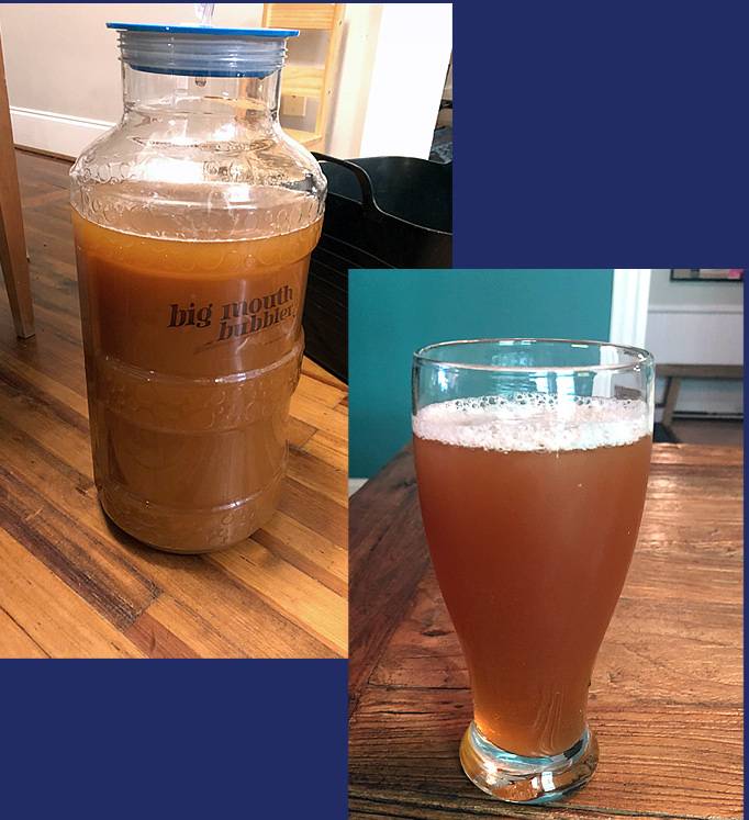 Beer fermenting and finished beer.