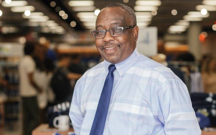 For 31 years, Willie Williams has given Duke University Stores customers a pleasant shopping experience. Photo by Alex Boerner.