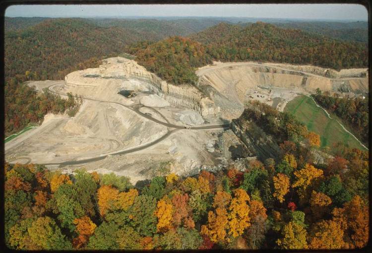 Aerial view of mountaintop removal for coal mining in West Virginia. Credit: Lyntha Eiler.