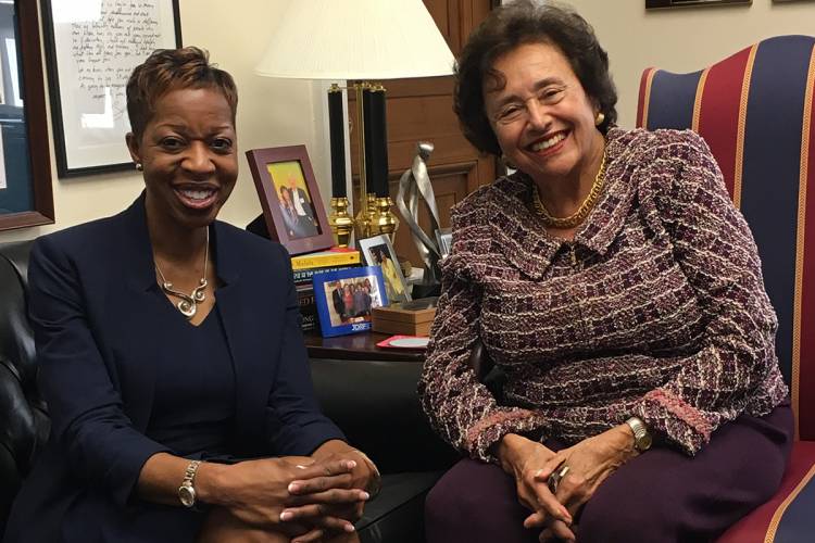 Trinity College Dean Valerie Ashby meets with Representative Nita Lowey (D-NY). Photo by Colin Colter.