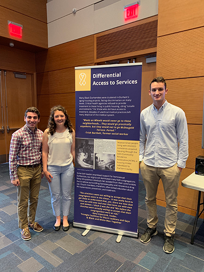 Bass Connections students at the exhibit in the Medical Center Library