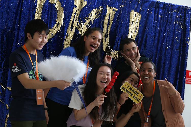 New friends filled a photo booth at the admitted students weekend.