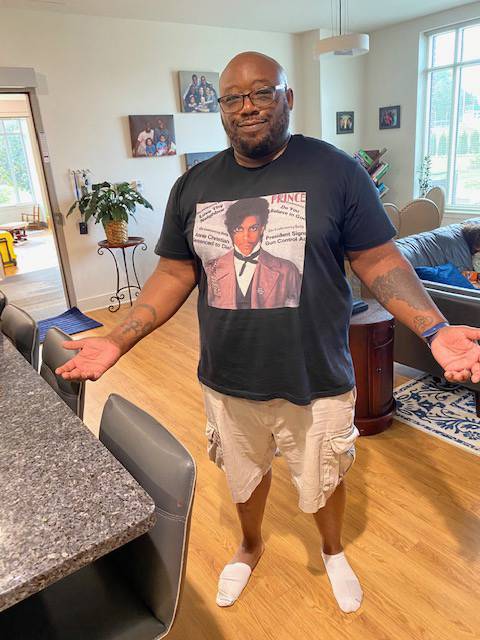 John Blackshear in his Controversy-era Prince shirt. Blackshear’s wife invited Prince to their wedding, but he didn’t show.