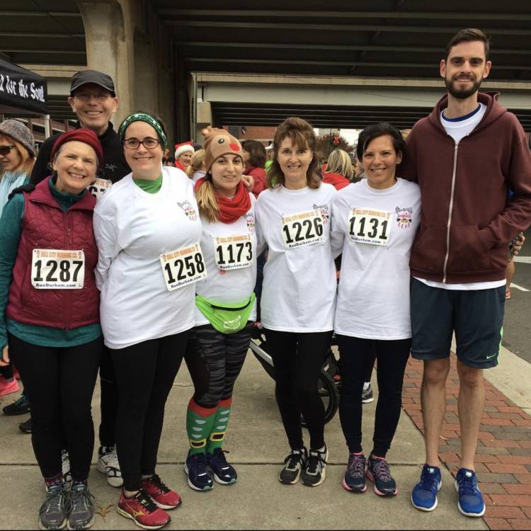 Carolyn Mackman, wearing number 1226, ran the Jingle Bell LEAP 5K last December with other Run/Walk participants.