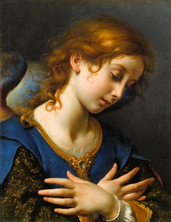 Carlo Dolci, Angel of the Annunciation, early 1650s. Oil on canvas, 20 ½ x 15 ⅞  inches (52 cm x 40 cm). Musée du Louvre, Paris. © RMN-Grand Palais / Art Resource, NY. Photo by René-Gabriel Ojéda
