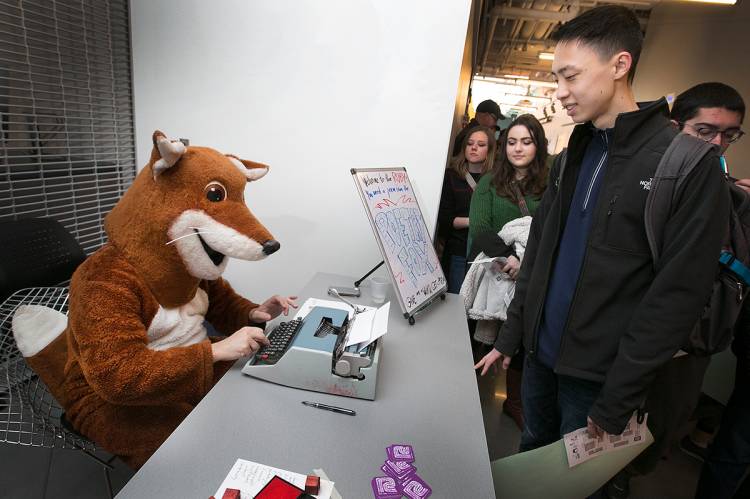 The popular Poetry Fox was on hand to dash off poems at visitors' requests.