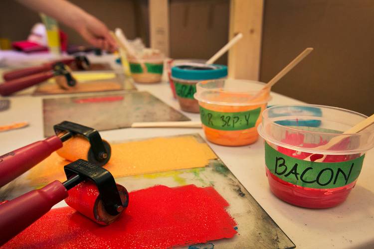 At the Biscuit Station, a one-day art installation by Bill Thelen, visitors could order a biscuit printed for them as they waited.