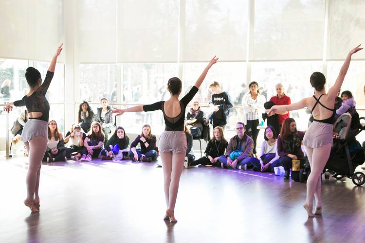 A student dance group showcases one of the performance spaces at the Ruby.