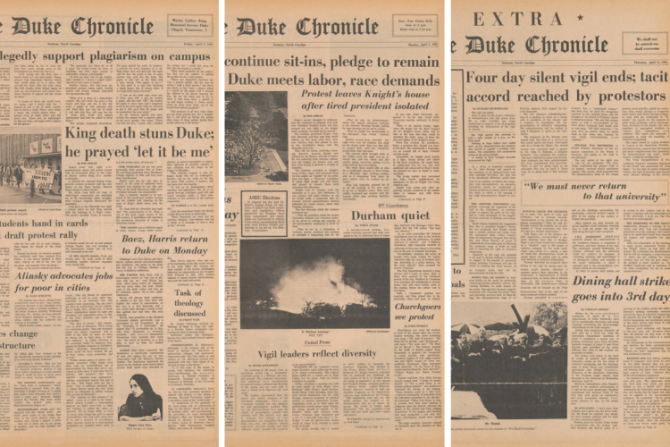 Duke Chronicle coverage of the 1968 Silent Vigil.