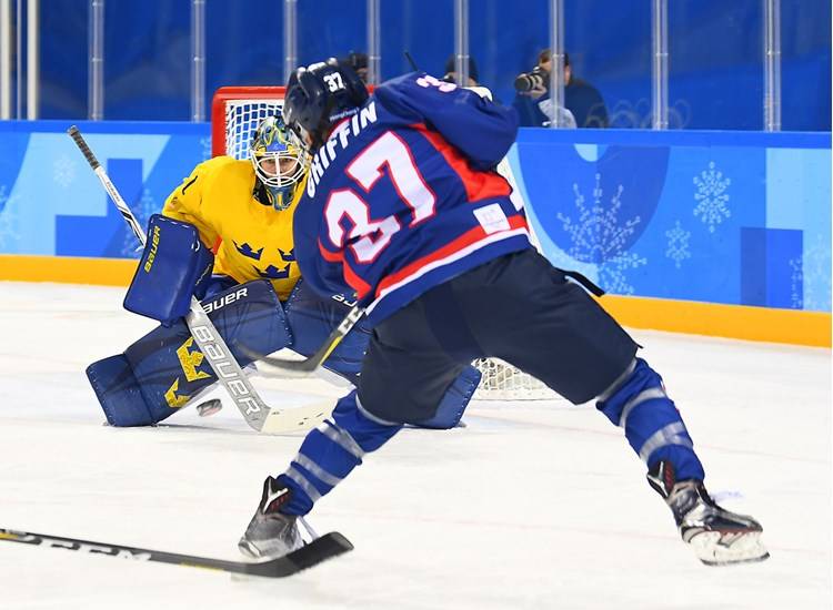 Duke graduate student Randi Griffin competed for the unified Korean women’s hockey team at the 2018 Winter Olympics. Photo courtesy of the Korean Ice Hockey Association.