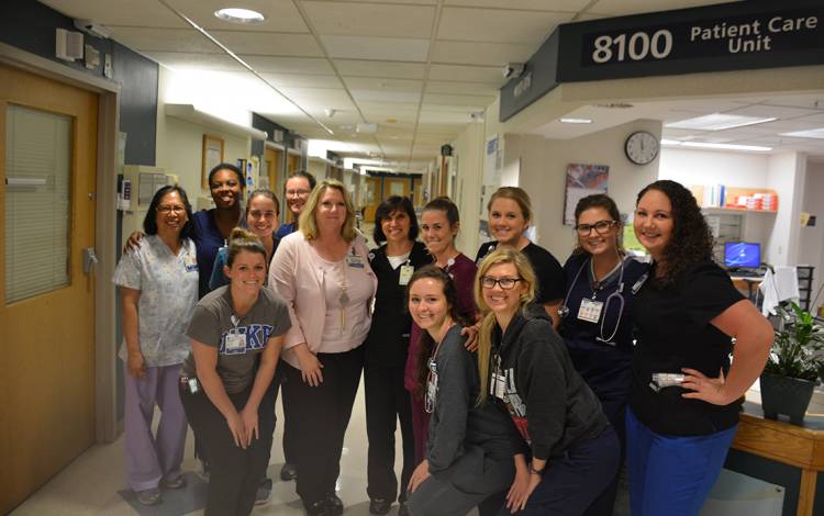Faryl with her fellow nurses at Duke University Hospital. 