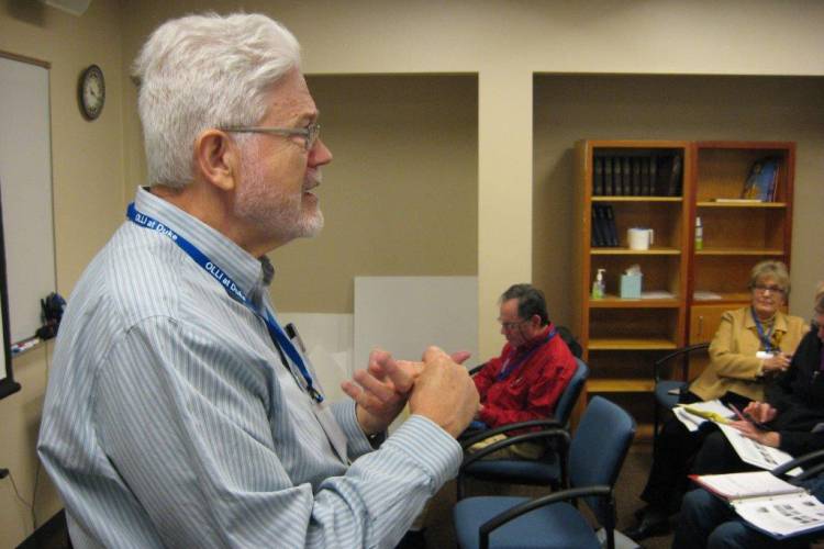 Retired public school teacher Alan B. Teasley combines his interests in documentary film and teaching in his OLLI course.