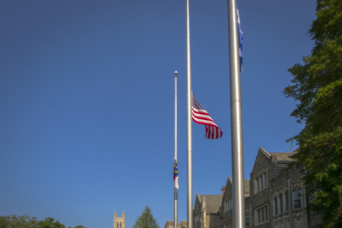 flags lowered on campus