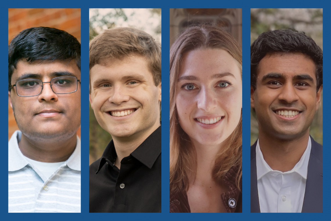 2021 Goldwater Scholars from Duke University, left to right: Yasa Baig, John Boom, Grace Dessert and Anish Karpurapu 