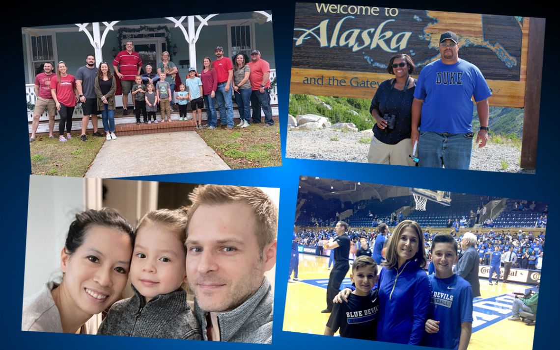 Clockwise from top left, Ginger Newbold, Mekisha Mebane, Aimee Zaas and Matt Bodenham appreciate Duke's benefits in different ways.